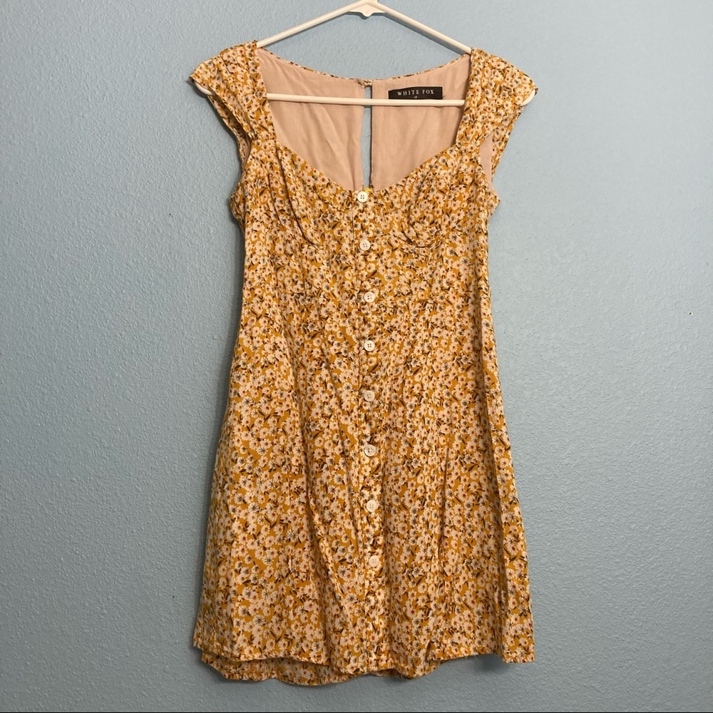 White Fox Floral Dress Top - Yellow - Medium